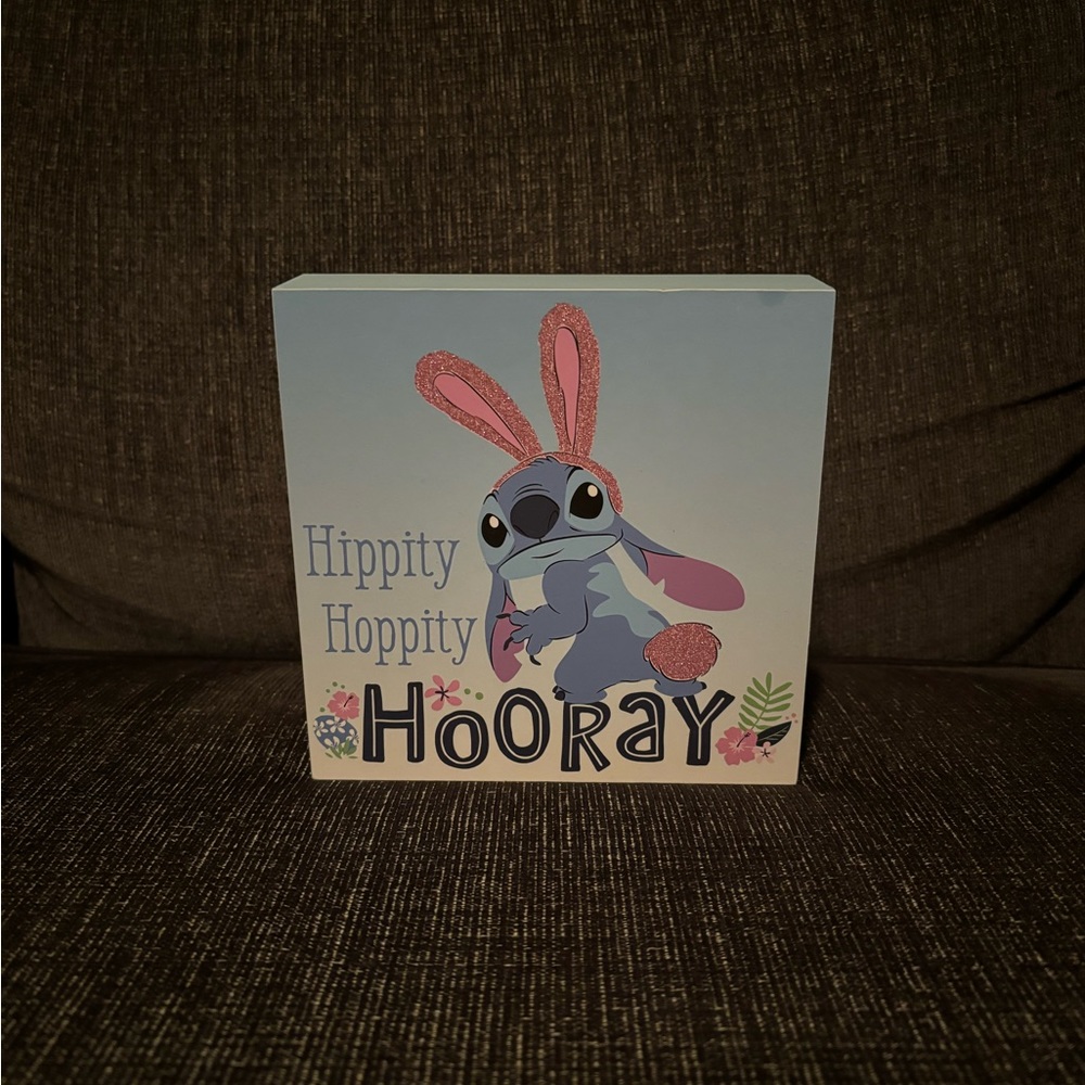 disney stitch hippity hoppity hoorary easter wood sign